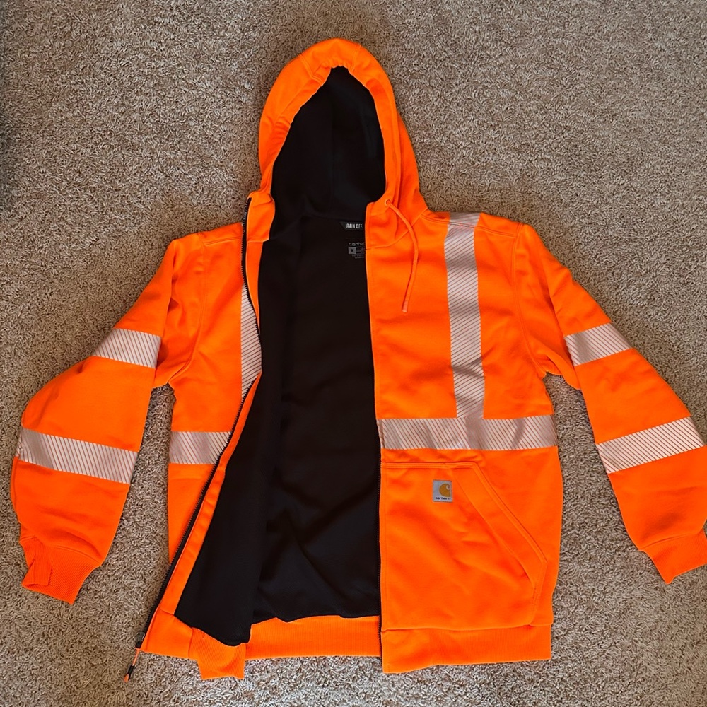 Carhartt Safety Orange Jacket with Reflective Stripes